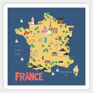 France illustrated map Sticker